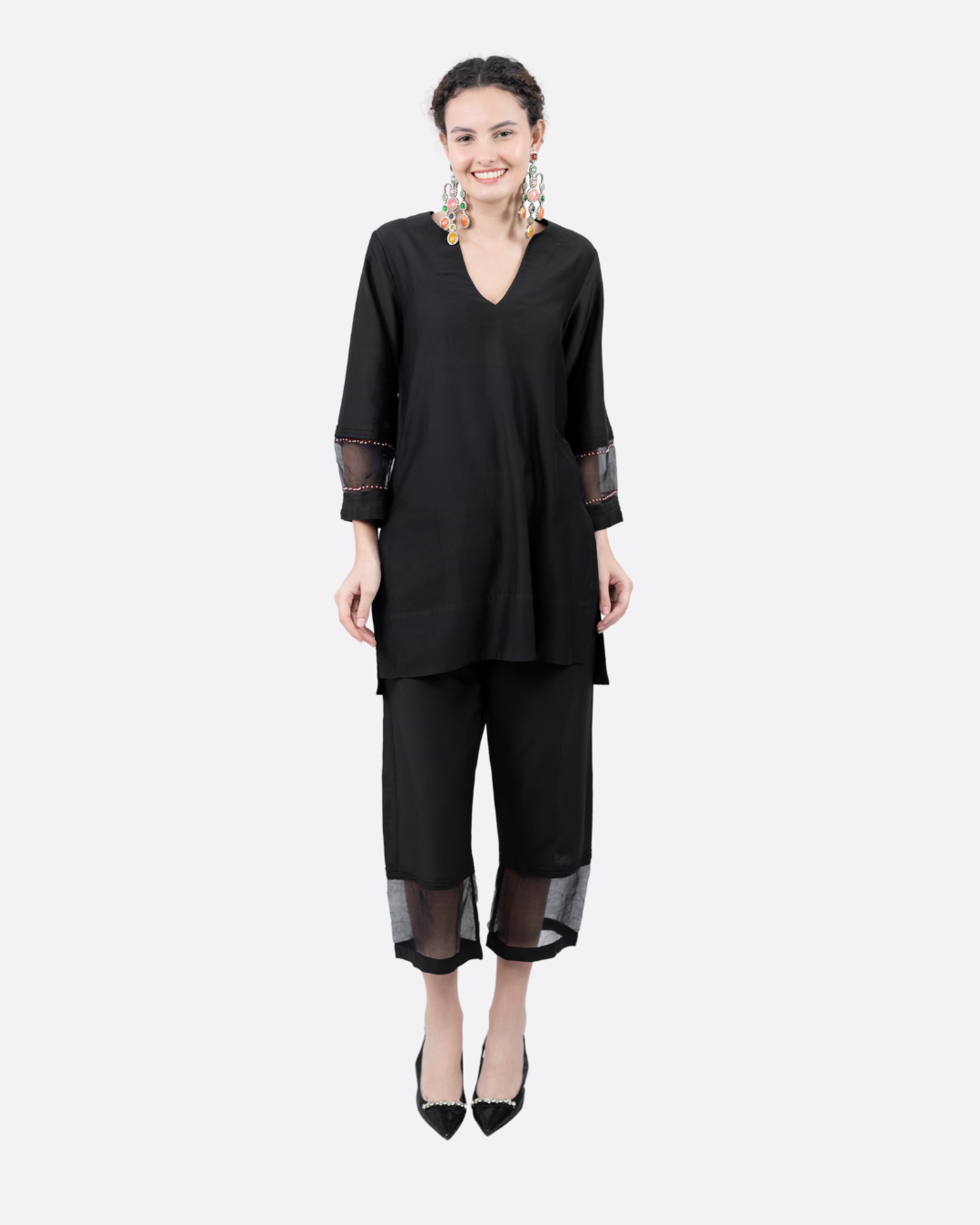 Shop Black Cotton Silk Co‑ord Set for Women Online